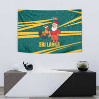 Sri Lanka Christmas Tapestry with Santa Claus Rooster Festive Pattern and National Flag Design - Wonder Print Shop