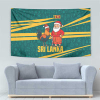 Sri Lanka Christmas Tapestry with Santa Claus Rooster Festive Pattern and National Flag Design - Wonder Print Shop