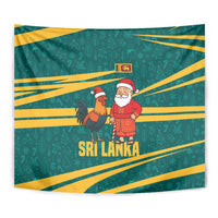Sri Lanka Christmas Tapestry with Santa Claus Rooster Festive Pattern and National Flag Design - Wonder Print Shop