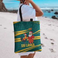 Sri Lanka Christmas Tote Bag with Santa Claus Rooster Festive Pattern and National Flag Design - Wonder Print Shop