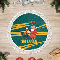 Sri Lanka Christmas Tree Skirt with Santa Claus Rooster Festive Pattern and National Flag Design - Wonder Print Shop
