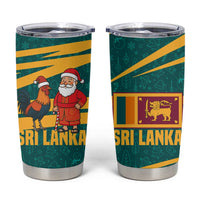 Sri Lanka Christmas Tumbler Cup with Santa Claus Rooster Festive Pattern and National Flag Design - Wonder Print Shop