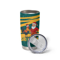 Sri Lanka Christmas Tumbler Cup with Santa Claus Rooster Festive Pattern and National Flag Design - Wonder Print Shop