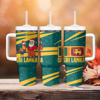 Sri Lanka Christmas Tumbler With Handle with Santa Claus Rooster Festive Pattern and National Flag Design - Wonder Print Shop