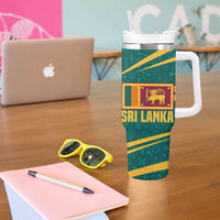 Sri Lanka Christmas Tumbler With Handle with Santa Claus Rooster Festive Pattern and National Flag Design - Wonder Print Shop