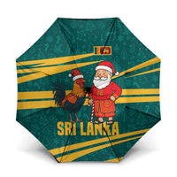Sri Lanka Christmas Umbrella with Santa Claus Rooster Festive Pattern and National Flag Design - Wonder Print Shop