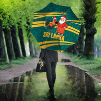 Sri Lanka Christmas Umbrella with Santa Claus Rooster Festive Pattern and National Flag Design - Wonder Print Shop