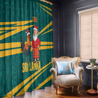Sri Lanka Christmas Window Curtain with Santa Claus Rooster Festive Pattern and National Flag Design - Wonder Print Shop