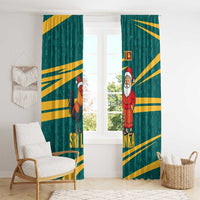Sri Lanka Christmas Window Curtain with Santa Claus Rooster Festive Pattern and National Flag Design - Wonder Print Shop