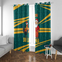 Sri Lanka Christmas Window Curtain with Santa Claus Rooster Festive Pattern and National Flag Design - Wonder Print Shop