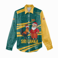 Sri Lanka Christmas Women Casual Shirt with Santa Claus Rooster Festive Pattern and National Flag Design - Wonder Print Shop