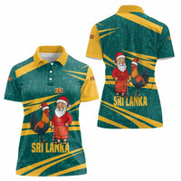 Sri Lanka Christmas Women Polo Shirt with Santa Claus Rooster Festive Pattern and National Flag Design - Wonder Print Shop