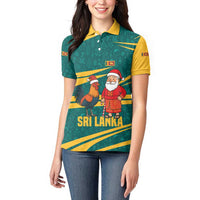Sri Lanka Christmas Women Polo Shirt with Santa Claus Rooster Festive Pattern and National Flag Design - Wonder Print Shop