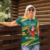 Sri Lanka Christmas Women Polo Shirt with Santa Claus Rooster Festive Pattern and National Flag Design - Wonder Print Shop