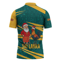 Sri Lanka Christmas Zipper Polo Shirt with Santa Claus Rooster Festive Pattern and National Flag Design - Wonder Print Shop