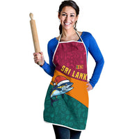 Sri Lanka Christmas Apron with Santa Hat Fish Ocean Icons and Tri Color Festive Design - Wonder Print Shop