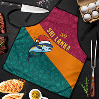 Sri Lanka Christmas Apron with Santa Hat Fish Ocean Icons and Tri Color Festive Design - Wonder Print Shop