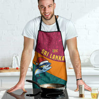Sri Lanka Christmas Apron with Santa Hat Fish Ocean Icons and Tri Color Festive Design - Wonder Print Shop