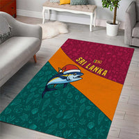 Sri Lanka Christmas Area Rug with Santa Hat Fish Ocean Icons and Tri Color Festive Design - Wonder Print Shop