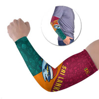 Sri Lanka Christmas Arm Sleeves with Santa Hat Fish Ocean Icons and Tri Color Festive Design - Wonder Print Shop