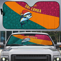 Sri Lanka Christmas Auto Sun Shade with Santa Hat Fish Ocean Icons and Tri Color Festive Design - Wonder Print Shop