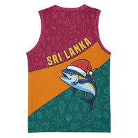 Sri Lanka Christmas Basketball Jersey with Santa Hat Fish Ocean Icons and Tri Color Festive Design - Wonder Print Shop