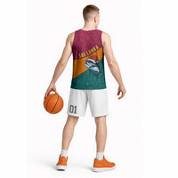 Sri Lanka Christmas Basketball Jersey with Santa Hat Fish Ocean Icons and Tri Color Festive Design - Wonder Print Shop