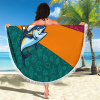 Sri Lanka Christmas Beach Blanket with Santa Hat Fish Ocean Icons and Tri Color Festive Design - Wonder Print Shop