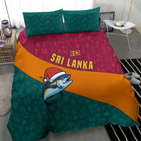 Sri Lanka Christmas Bedding Set with Santa Hat Fish Ocean Icons and Tri Color Festive Design - Wonder Print Shop