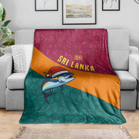 Sri Lanka Christmas Blanket with Santa Hat Fish Ocean Icons and Tri Color Festive Design - Wonder Print Shop