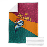 Sri Lanka Christmas Blanket with Santa Hat Fish Ocean Icons and Tri Color Festive Design - Wonder Print Shop
