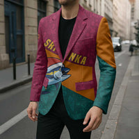 Sri Lanka Christmas Blazer with Santa Hat Fish Ocean Icons and Tri Color Festive Design - Wonder Print Shop