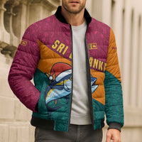 Sri Lanka Christmas Bomber Puffer Jacket with Santa Hat Fish Ocean Icons and Tri Color Festive Design - Wonder Print Shop