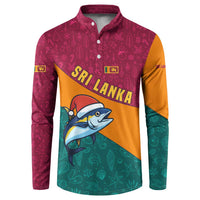 Sri Lanka Christmas Button Sweatshirt with Santa Hat Fish Ocean Icons and Tri Color Festive Design - Wonder Print Shop