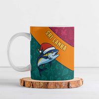 Sri Lanka Christmas Ceramic Mug with Santa Hat Fish Ocean Icons and Tri Color Festive Design - Wonder Print Shop