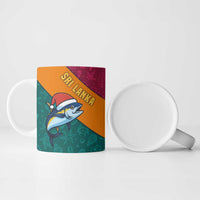 Sri Lanka Christmas Ceramic Mug with Santa Hat Fish Ocean Icons and Tri Color Festive Design - Wonder Print Shop