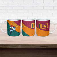 Sri Lanka Christmas Ceramic Mug with Santa Hat Fish Ocean Icons and Tri Color Festive Design - Wonder Print Shop