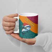 Sri Lanka Christmas Ceramic Mug with Santa Hat Fish Ocean Icons and Tri Color Festive Design - Wonder Print Shop