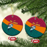 Sri Lanka Christmas Ceramic Ornament with Santa Hat Fish Ocean Icons and Tri Color Festive Design - Wonder Print Shop