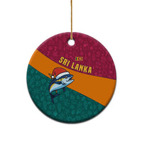 Sri Lanka Christmas Ceramic Ornament with Santa Hat Fish Ocean Icons and Tri Color Festive Design - Wonder Print Shop
