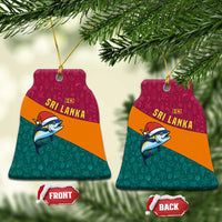 Sri Lanka Christmas Ceramic Ornament with Santa Hat Fish Ocean Icons and Tri Color Festive Design - Wonder Print Shop