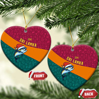 Sri Lanka Christmas Ceramic Ornament with Santa Hat Fish Ocean Icons and Tri Color Festive Design - Wonder Print Shop