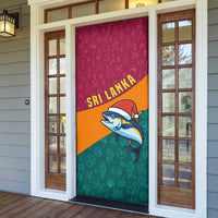 Sri Lanka Christmas Door Cover with Santa Hat Fish Ocean Icons and Tri Color Festive Design - Wonder Print Shop