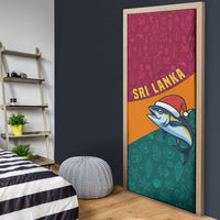 Sri Lanka Christmas Door Cover with Santa Hat Fish Ocean Icons and Tri Color Festive Design - Wonder Print Shop