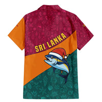 Sri Lanka Christmas Family Matching Mermaid Dress and Hawaiian Shirt with Santa Hat Fish Ocean Icons and Tri Color Festive Design - Wonder Print Shop