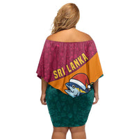 Sri Lanka Christmas Family Matching Off Shoulder Short Dress and Hawaiian Shirt with Santa Hat Fish Ocean Icons and Tri Color Festive Design - Wonder Print Shop