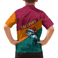 Sri Lanka Christmas Family Matching Puletasi and Hawaiian Shirt with Santa Hat Fish Ocean Icons and Tri Color Festive Design - Wonder Print Shop