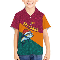 Sri Lanka Christmas Family Matching Summer Maxi Dress and Hawaiian Shirt with Santa Hat Fish Ocean Icons and Tri Color Festive Design - Wonder Print Shop