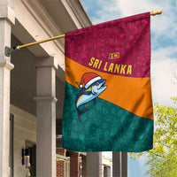 Sri Lanka Christmas Garden Flag with Santa Hat Fish Ocean Icons and Tri Color Festive Design - Wonder Print Shop