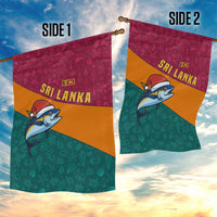 Sri Lanka Christmas Garden Flag with Santa Hat Fish Ocean Icons and Tri Color Festive Design - Wonder Print Shop